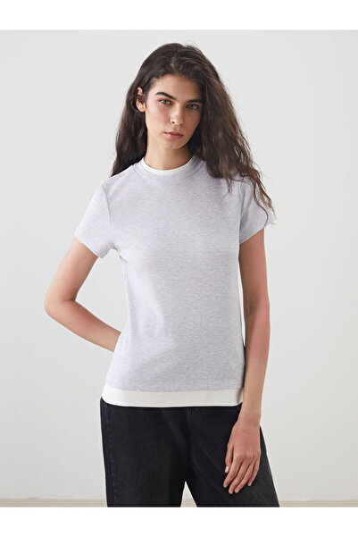 LC Waikiki طاقم الرقبة تي شيرت المرأة