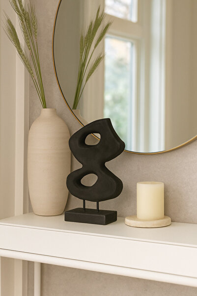 MARIA HOMES Black Wooden Abstract Decorative Sculpture on Stand – Modern Art ...