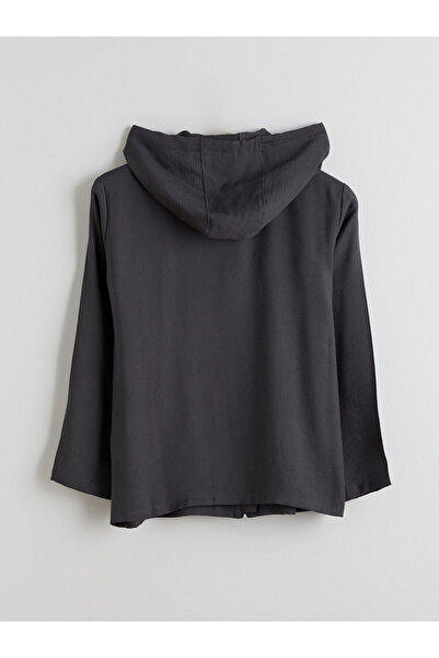 LC Waikiki Antrasit Kapüşonlu Kadın Hırka