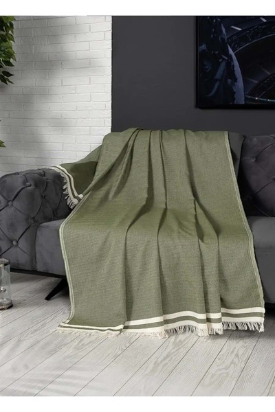 Mandaş Alinda Pamuklu Kaymaz Terletmez Koltuk Örtüsü (170x230) - Yeşil