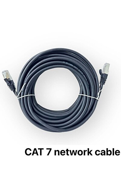 FUJISHKA كابل إيثرنت Cat 7 أسود 15 متر عالي الجودة والسرعة برأس فولاذي