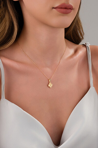 ZEYNEPLİ GOLD 14 AYAR ALTIN FÜZYON YONCA KOLYE