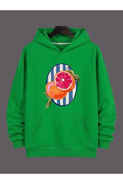 ArtYus سويت شيرت بقلنسوة كبير الحجم من القطن مطبوع عليه حسب الطلب بلون الجريب...