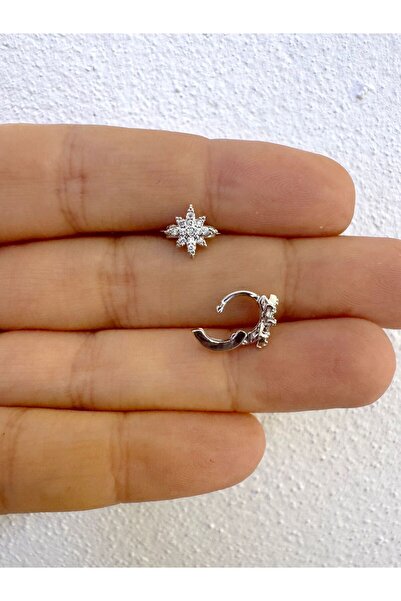 Arescollection 1 ADET ZİRKON TAŞLI TRAGUS LOBE ROOK HELİX UYUMLU MİNİ HALKA P...