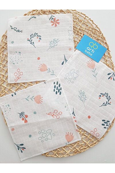 artıbebe Floral 7-Piece Muslin Mouth Cloth 100% Cotton Soft Absorbent |   Newborn Mouth Wipes
