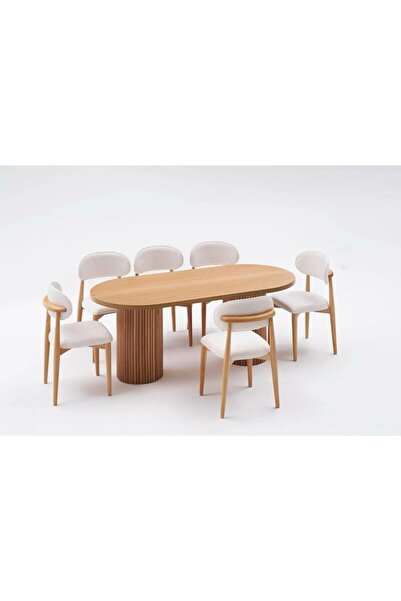 asaella mobilya Terra 90 x 170 Masa Sandalye 6 Sandalyeli Mutfak Masası Salon...