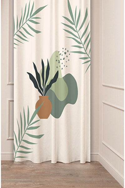 GREENDECOR Yaprak Vazo Bohem Minimalist Bej Krem Desenli Özel Tasarım Dijital...