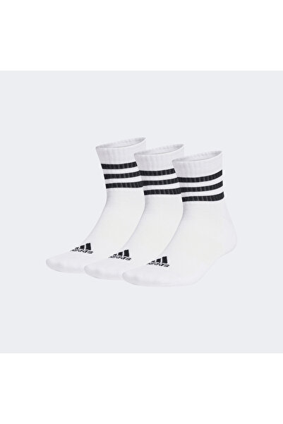 adidas Stripes Cushioned Sportswear Bilek Boy 3'lü Unisex Beyaz Çorap