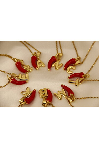 EVA PEDRA G HARFLİ BİBER CHARMLI KOLYE YENİ SEZON TREND MODEL ŞANS DİLEK KOLYESİ