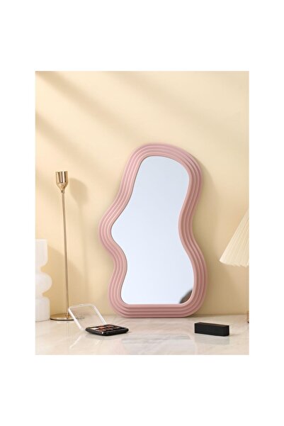 Flippy Decorative Wall Mirror, Minimalist Asymmetric Shape, 40.3x26 cm, Pink