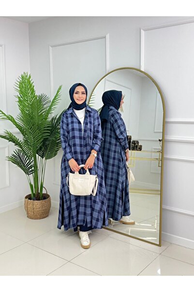 Valens Butik Plaid Patterned Slit Hijab Shirt Tunic Life