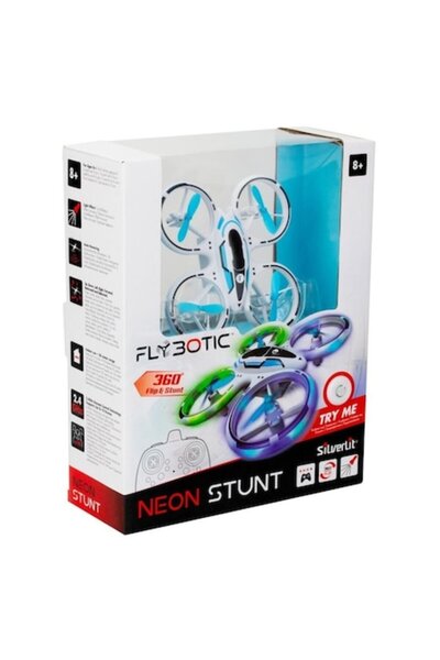 Silverlit Set drona cu telecomanda Neon Stunt Silverlit, efecte luminoase LED, 30m, 8+