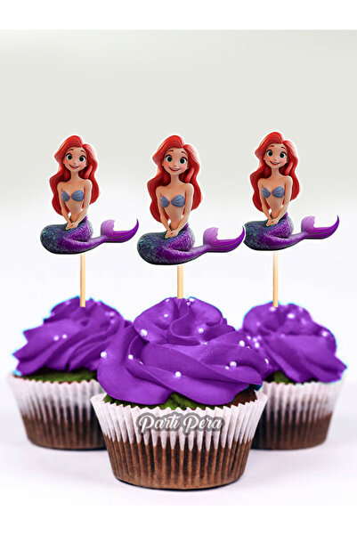 parti pera Deniz Kızı Şekilli Cupcake Pasta Kürdan Süsü 15 Adet