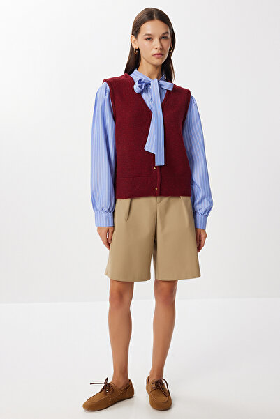 Lovelyİstanbul Triko Süveterli Gömlek LRG0046 BORDO MAVİ