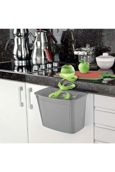 OEM Hanging Trash Can in Silver Plastic, 4L