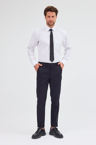 İmza Λευκό πουκάμισο με σκληρό γιακά με μακρύ μανίκι, εύκολο στο σινιόν, άνετο βαμβακερό πουκάμισο 1004255300