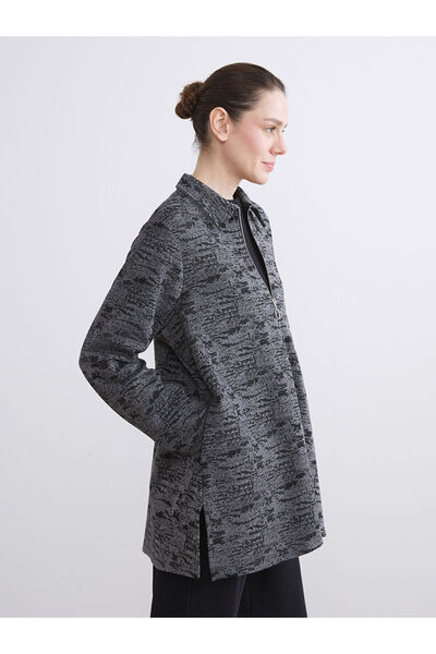 LC Waikiki Cardigan pentru femei LCW GraceAntracit cu guler polo cu model