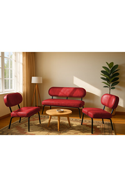 Azra Mobilya Luna Modern Deri Koltuk Takımı | Bekleme Koltuğu | Ofis Koltuk T...