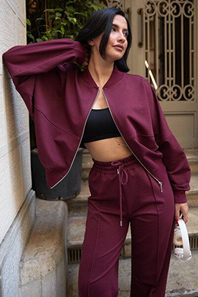 Mezka Çimalı Fermuar Detay 2 İplik Eşofman Takım