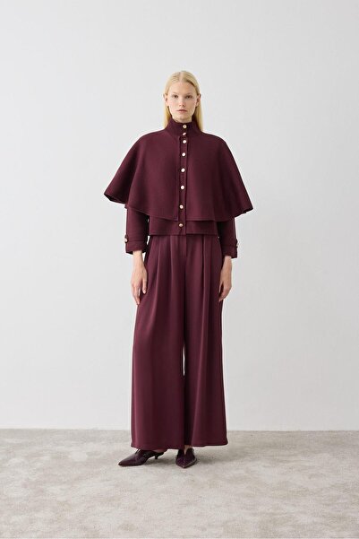 TERZİ DÜKKANI قبعة دافني الفولاذية المحبوكة ذات اللون العنابي