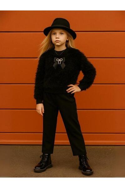 Zekids Κοριτσίστικο πλεκτό κομψό σετ παντελόνι με γένια