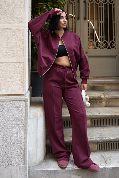 Mezka Çimalı Fermuar Detay 2 İplik Eşofman Takım