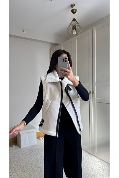 Sindimoda Sals Nubuk Oversize Fermuarlı Yelek 8478