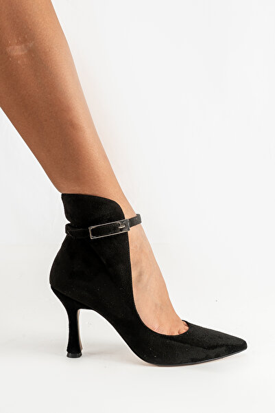 Yel'iz Shoes&Slipper Topuklu Gri Süet Kadın Açık Bot Bilekten Ayarlanabilir Tokalı Model