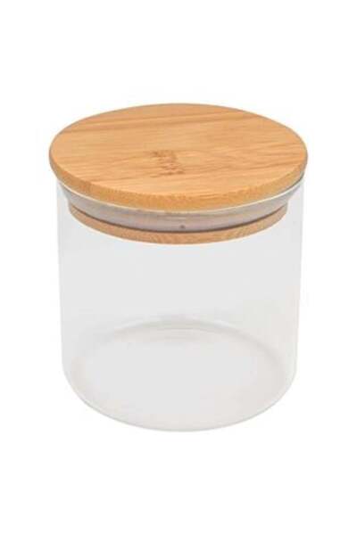 OEM Glass Storage Jar Transparent Bamboo Lid 350 ml