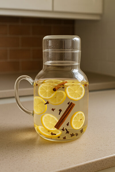 ERKUGO Borosilikat Kulplu Cam Sürahi, Bardaklı, 1.5 Lt