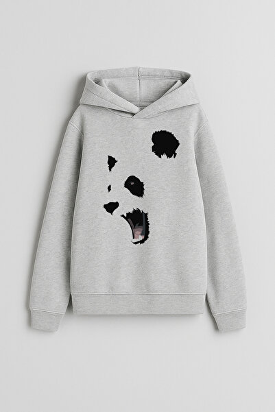 MODA Φούτερ με κουκούλα Panda με τύπωμα για αγόρια και κορίτσια, γκρι με κουκ...