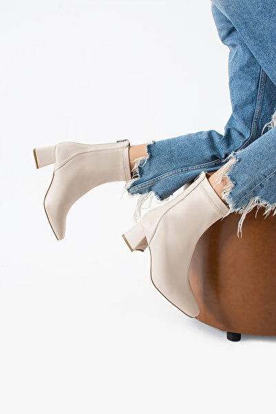 nevanın pabuçları Lera yüksek topuk arkadan fermuarlı streç bot