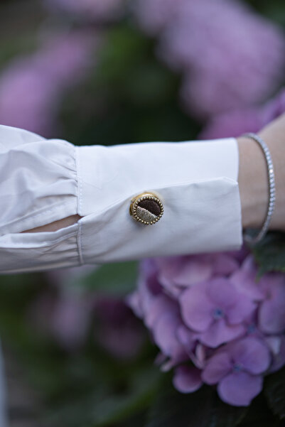 faden official Kahverengi nakışlı tak-çıkar düğme (2 adet)