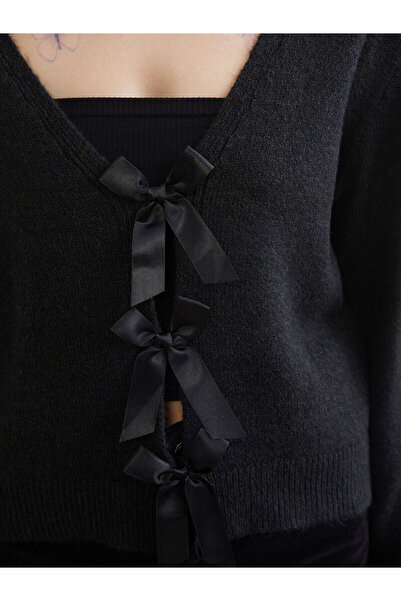 LC Waikiki Azestrend New Season Bowknot Reversible Women's Knitwear Cardigan