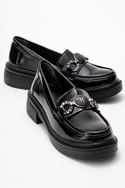 CCWAY AYAKKABI Γυναικεία Αξεσουάρ Παπούτσια Loafer με αγκράφα ΜΑΥΡΟ λουστρίνι