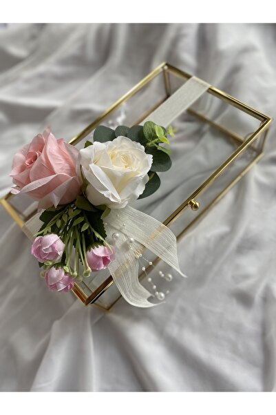 Z&B FLOWERS Gold Cam Çikolata Kutusu Nişan Çikolatası hediyelik Kutu