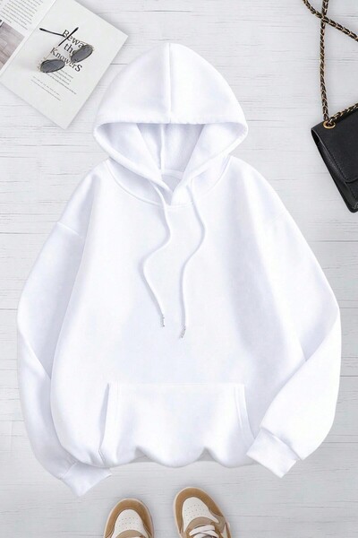 MODAGEN Unisex 3'lü Kahve Siyah Beyaz Kapüşonlu Oversize Sweatshirt