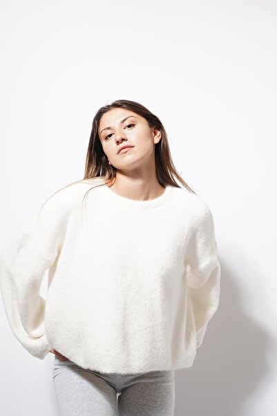 Pafi Moda Tricotaj Leavy Pulover cu barbă alb