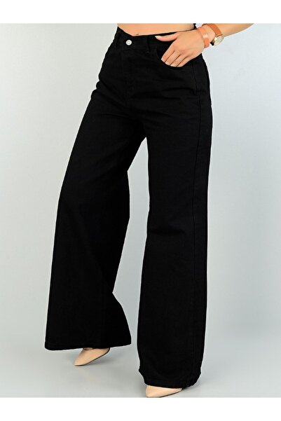 kleshus Newzo Black Wide Leg Casual Jeans Women's Trousers Jeans Palazzo Wome...