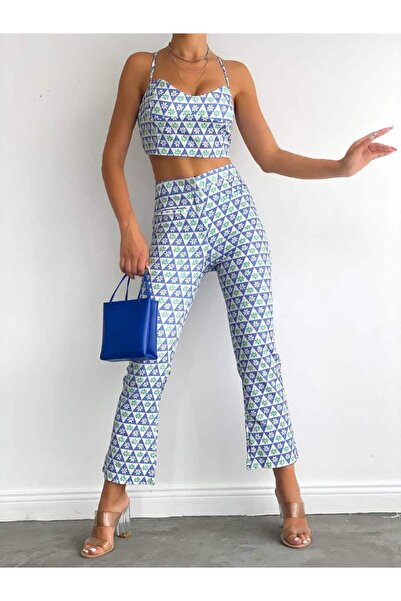 BETULAKSUBUTİK Patterned Crepe Fabric Double Set