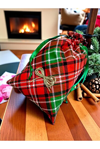 Armada Καρό υφασμάτινη τσάντα δώρου με θέμα την Πρωτοχρονιά – Κόκκινο Πράσινο...