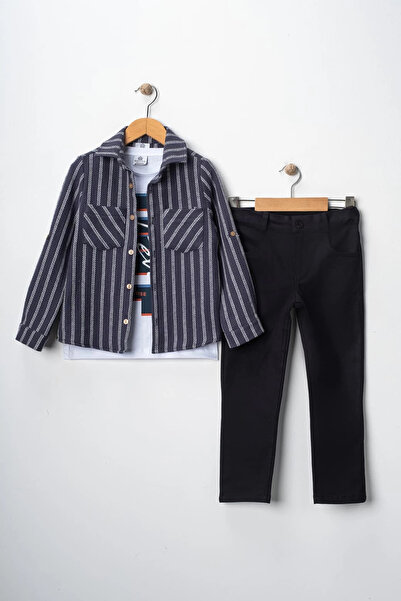 Bontino Costum triplu pentru băiat, cămașă și pantaloni cu mâneci reglabile