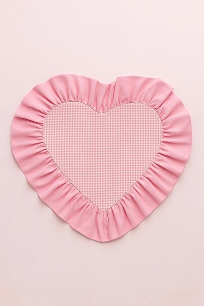 Trouvaille 1 Adet Kalp Şeklinde Pembe Pötikareli Fırfırlı Amerikan Servis / R...