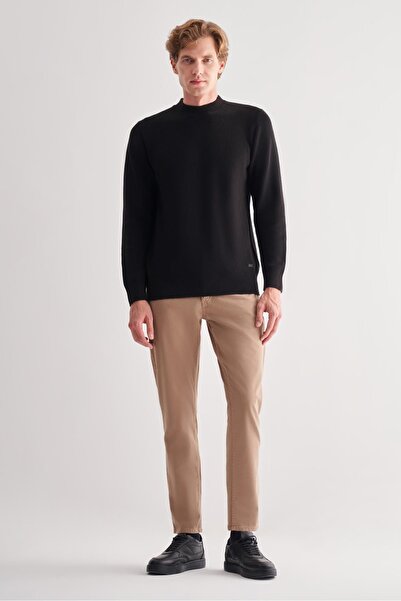 İmza Black Half Turtleneck Long Sleeve Pocketless Comfort Fit Casual Cotton Knitwear Sweater 1012255203