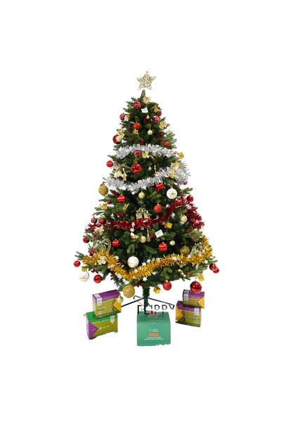 OEM Set brad artificial de Craciun si elemente decorative, decorat cu conuri ...