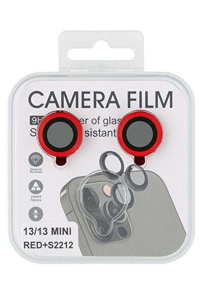 AZR iPhone 13 / 13 Mini Uyumlu Kamera Lens Koruyucu Film – Kırmızı Çerçeveli ...