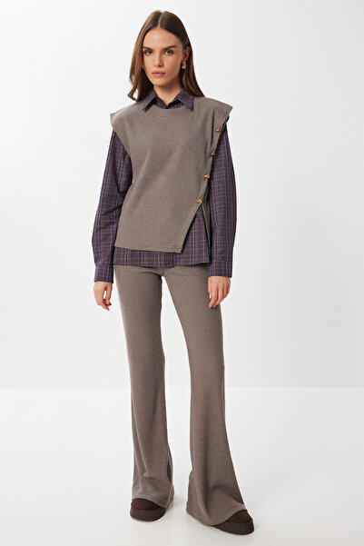 Lovelyİstanbul Süveterli Gömlek Pantolon Takım LRG0048 VİZON