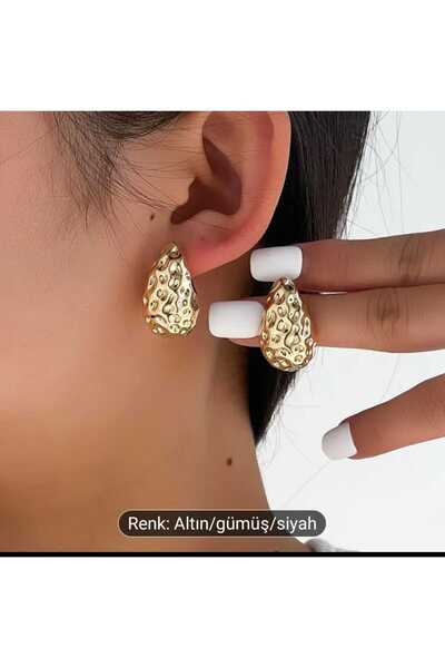 shop طقم أقراط بتصميم داملا مكون من 3 قطع (فضي ذهبي)