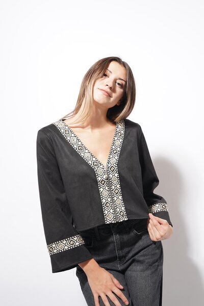 Pafi Moda Asme Şerit Detaylı Fermuarlı Hırka Siyah