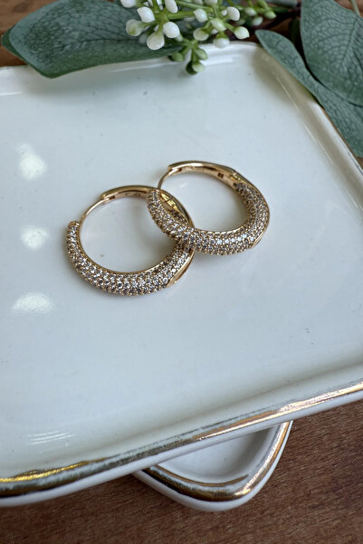 AURA ATELIER Ring Steel Earrings with Stone on the Front